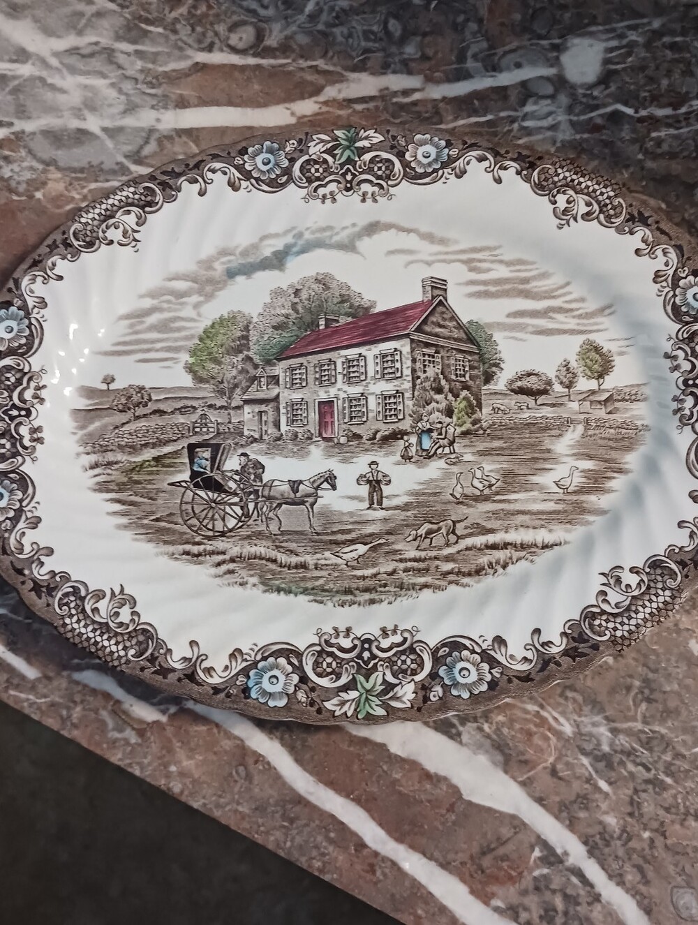 Vintage Heritage Hall Platter, 1980s Ironstone By Johnson Brothers